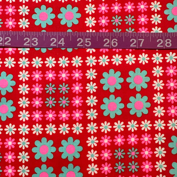 Charmy Remix Cotton Fabric in Red Neon by Antique Fabric Pinks – Imported from Japan