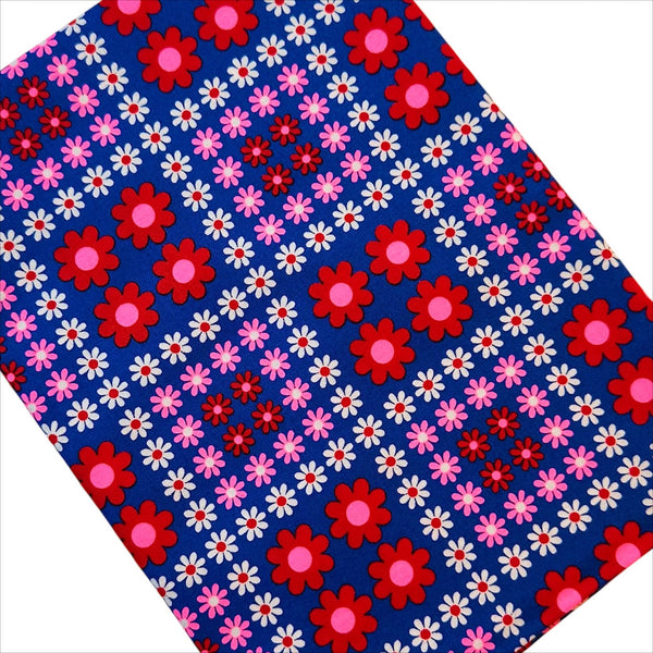 Charmy Remix Cotton Fabric in Navy Neon by Antique Fabric Pinks – Imported from Japan