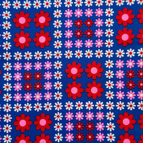 Charmy Remix Cotton Fabric in Navy Neon by Antique Fabric Pinks – Imported from Japan