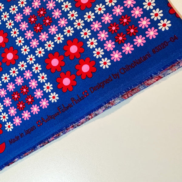 Charmy Remix Cotton Fabric in Navy Neon by Antique Fabric Pinks – Imported from Japan