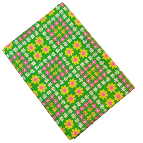 Charmy Remix Cotton Fabric in Green Neon by Antique Fabric Pinks – Imported from Japan