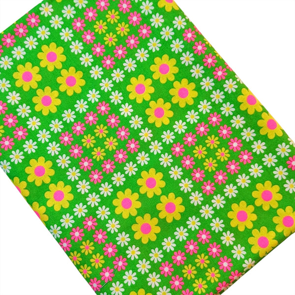 Charmy Remix Cotton Fabric in Green Neon by Antique Fabric Pinks – Imported from Japan