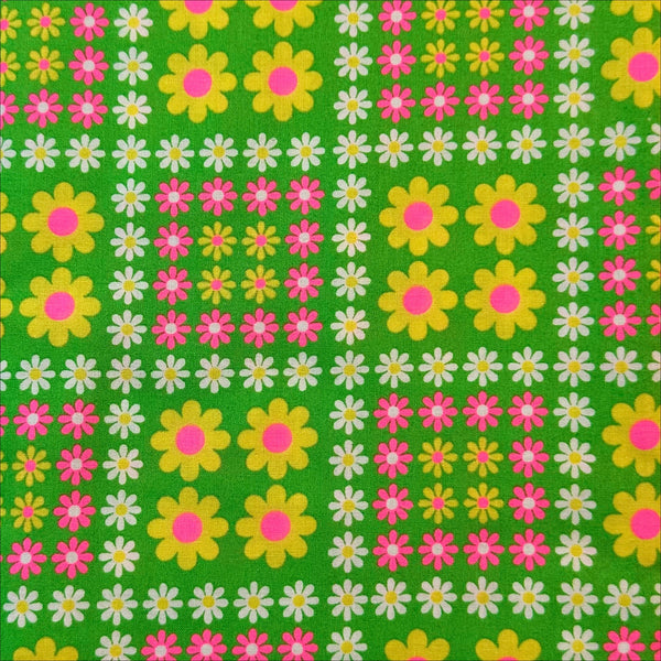 Charmy Remix Cotton Fabric in Green Neon by Antique Fabric Pinks – Imported from Japan
