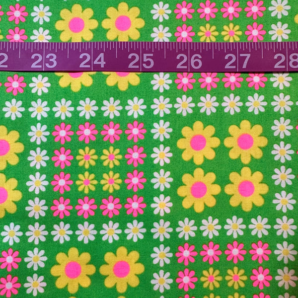 Charmy Remix Cotton Fabric in Green Neon by Antique Fabric Pinks – Imported from Japan