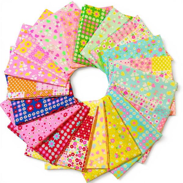 19 Pc Neon Fat Quarter Bundle by Antique Fabric Pinks – Imported from Japan