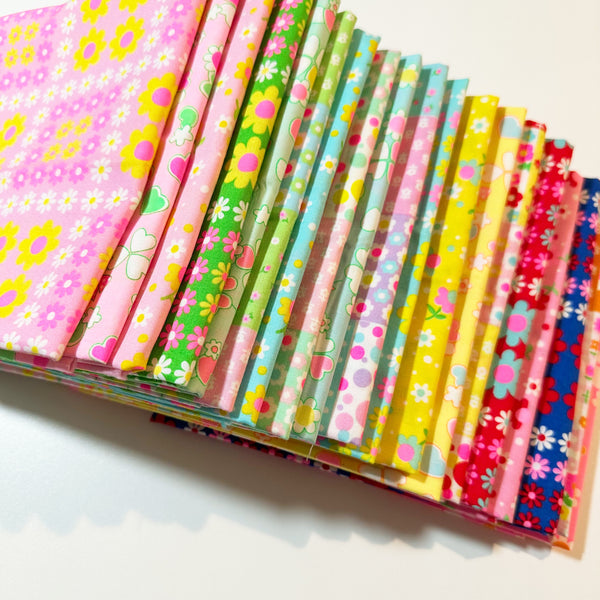 19 Pc Neon Fat Quarter Bundle by Antique Fabric Pinks – Imported from Japan