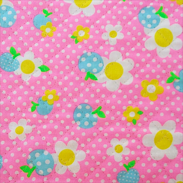 Apple Flower Remix Quilted Fabric in Pink by Antique Fabric Pinks – Imported from Japan