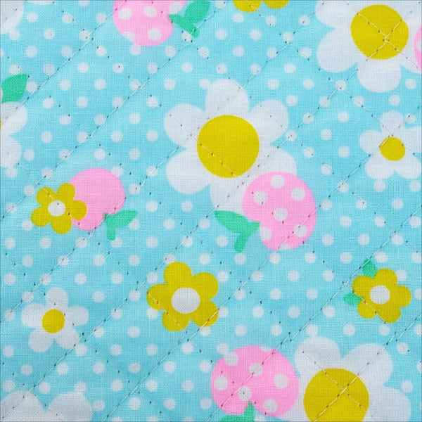 Apple Flower Remix Quilted Fabric in Blue by Antique Fabric Pinks – Imported from Japan