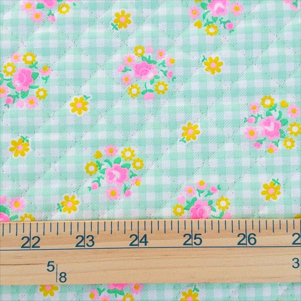 Baby Rose Quilted Fabric in Mint by Antique Fabric Pinks – Imported from Japan