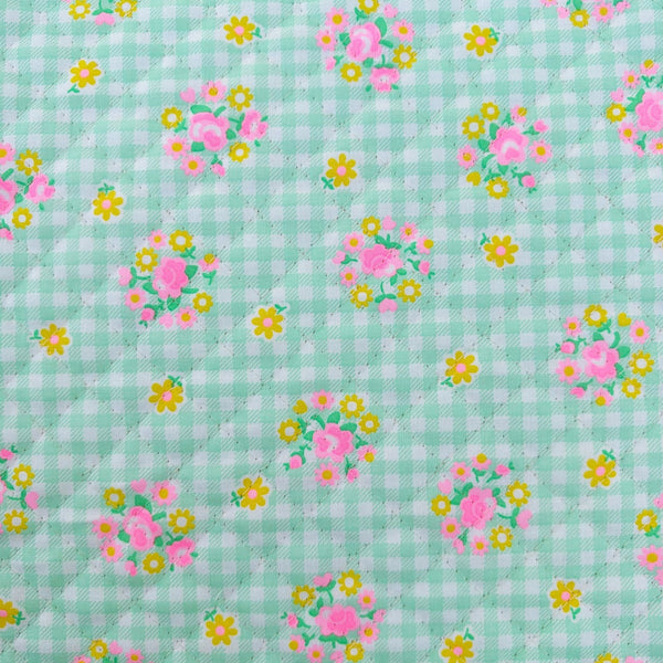 Baby Rose Quilted Fabric in Mint by Antique Fabric Pinks – Imported from Japan