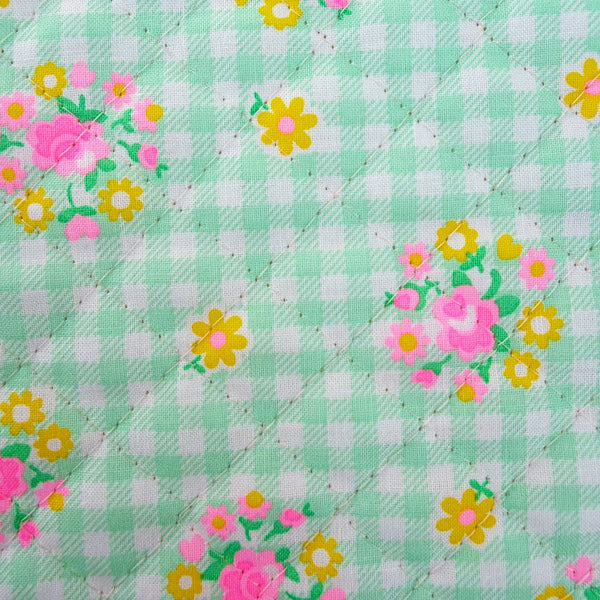 Baby Rose Quilted Fabric in Mint by Antique Fabric Pinks – Imported from Japan
