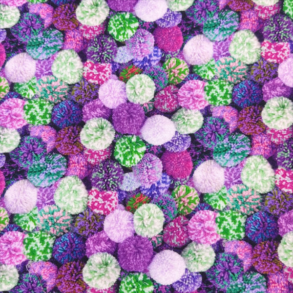 Pom Pom Digital Print Sweatshirt Fleece Knit Fabric, Imported from the Netherlands 24542-14