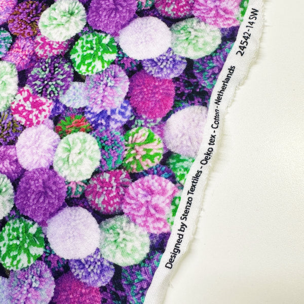 Pom Pom Digital Print Sweatshirt Fleece Knit Fabric, Imported from the Netherlands 24542-14