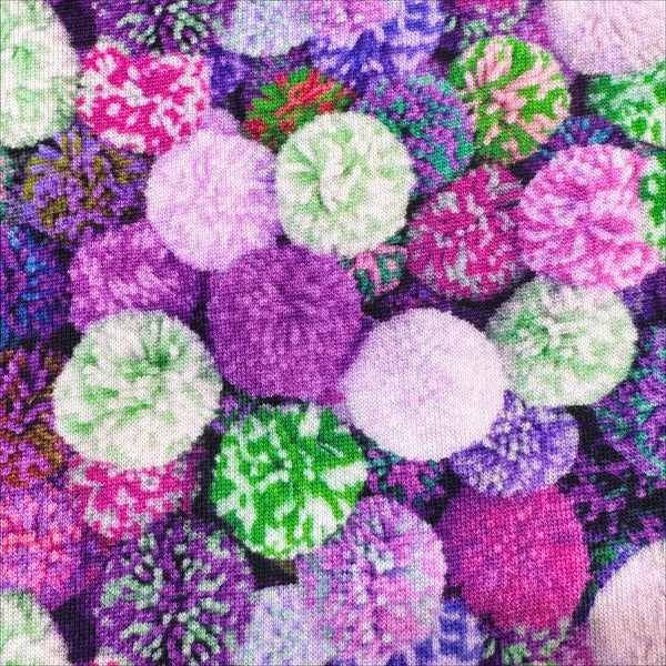 Pom Pom Digital Print Sweatshirt Fleece Knit Fabric, Imported from the Netherlands 24542-14