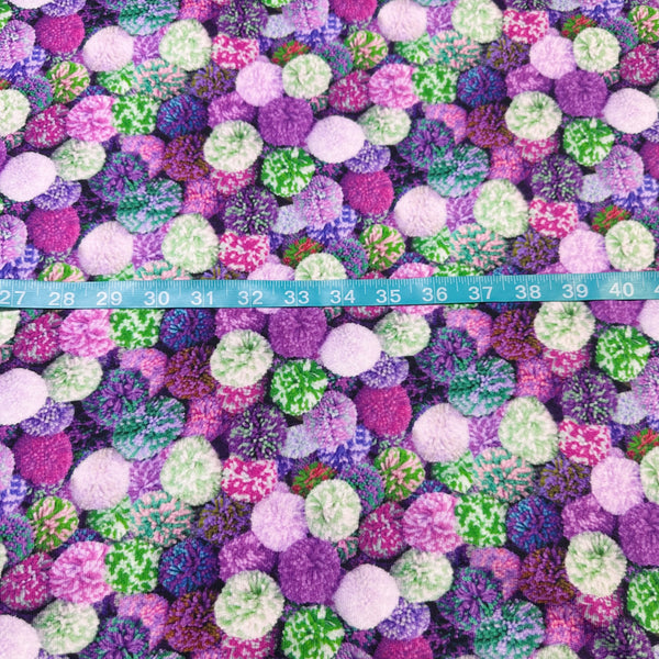 Pom Pom Digital Print Sweatshirt Fleece Knit Fabric, Imported from the Netherlands 24542-14