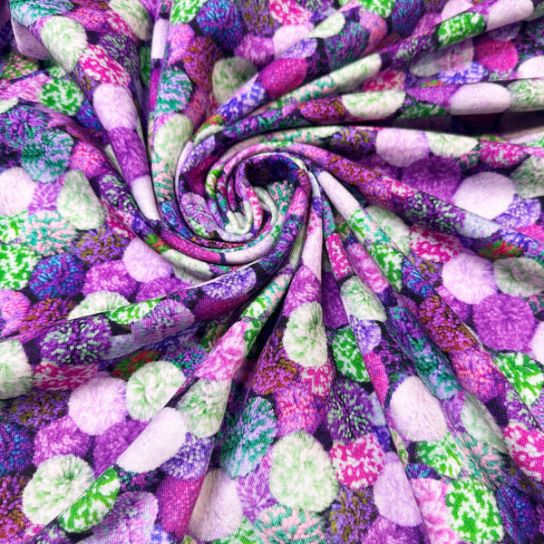 Pom Pom Digital Print Sweatshirt Fleece Knit Fabric, Imported from the Netherlands 24542-14
