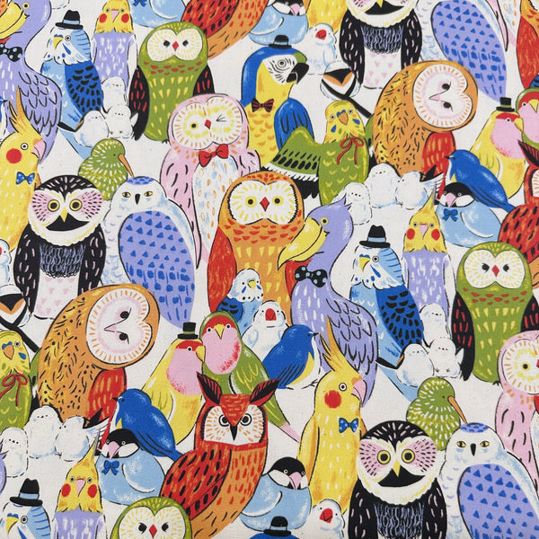 Powerful Animal Birds Cotton Oxford Fabric by Kokka, YGA-81050-2 A
