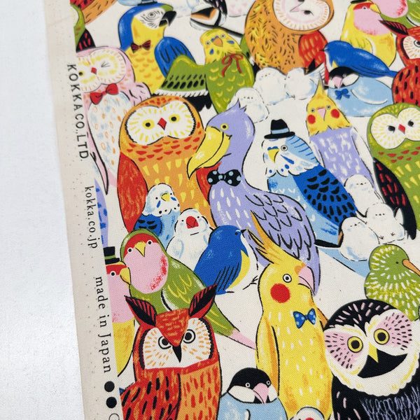 Powerful Animal Birds Cotton Oxford Fabric by Kokka, YGA-81050-2 A