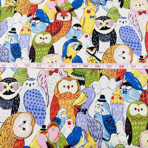 Powerful Animal Birds Cotton Oxford Fabric by Kokka, YGA-81050-2 A