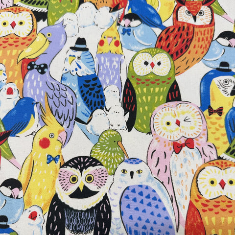 Powerful Animal Birds Cotton Oxford Fabric by Kokka, YGA-81050-2 A