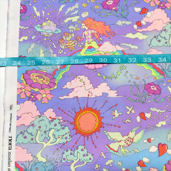 Purple Pyschedelic Trippy Landscape Cotton Fabric by Nora. Imported from Japan