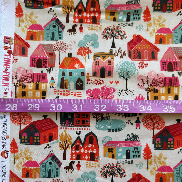 Scale of Fine Folk Little Village cotton fabric by Helen Black, style FOLK1111