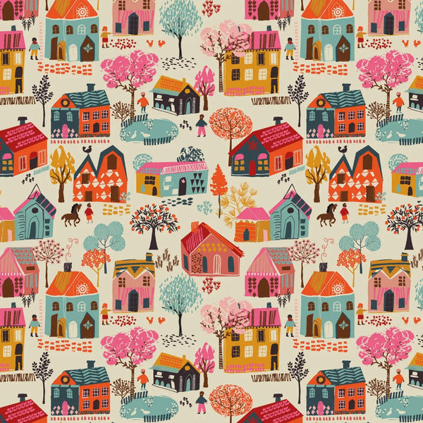 Stock photo of Fine Folk Little Village cotton fabric by Helen Black, style FOLK1111