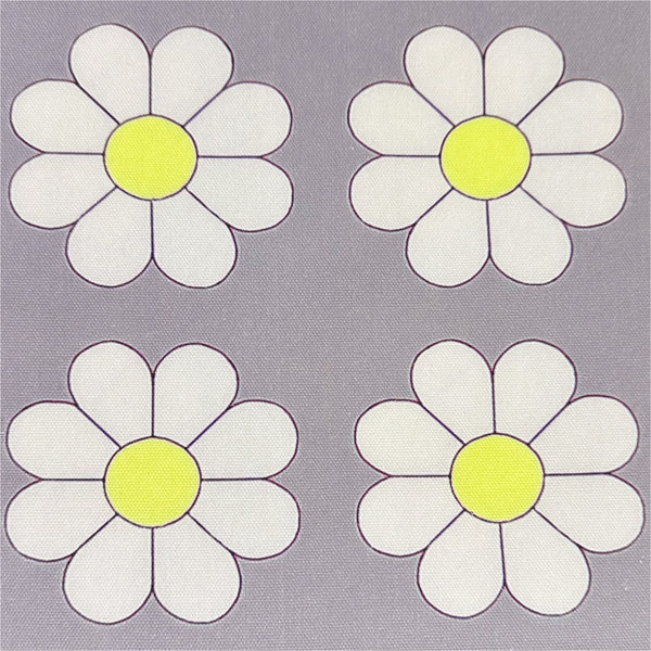  Retro Daisies on Gray Cotton Oxford Fabric by Nora. Imported from Japan