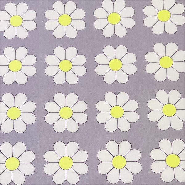 Retro Daisies on Gray Cotton Oxford Fabric by Nora. Imported from Japan 
