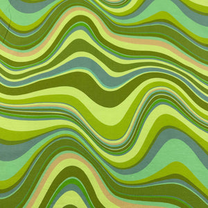 Retro Flow Groovy 70s Cotton Jersey 4 Way Stretch Knit Fabric, Imported from the Netherlands 25026-10 Green