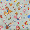Retro Kawaii Animals and Girls Cotton Fabric by Marron Nagao Imported from Japan, Green