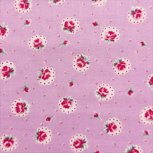 Retro Roses on Purple Cotton Fabric by Happy Message 30s, Imported from Japan