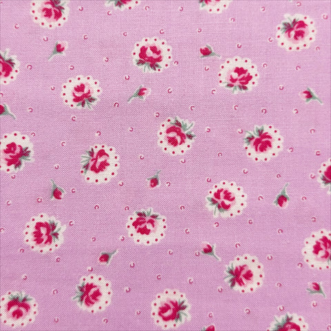 Retro Roses on Purple Cotton Fabric by Happy Message 30s, Imported from Japan