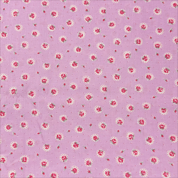 Retro Roses on Purple Cotton Fabric by Happy Message 30s, Imported from Japan 1