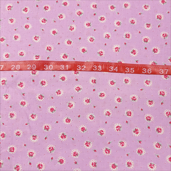 Retro Roses on Purple Cotton Fabric by Happy Message 30s, Imported from Japan 1