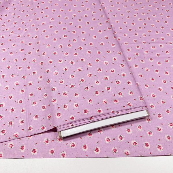 Retro Roses on Purple Cotton Fabric by Happy Message 30s, Imported from Japan 