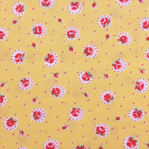Retro Roses on Yellow Cotton Fabric by Happy Message 30s, Imported from Japan