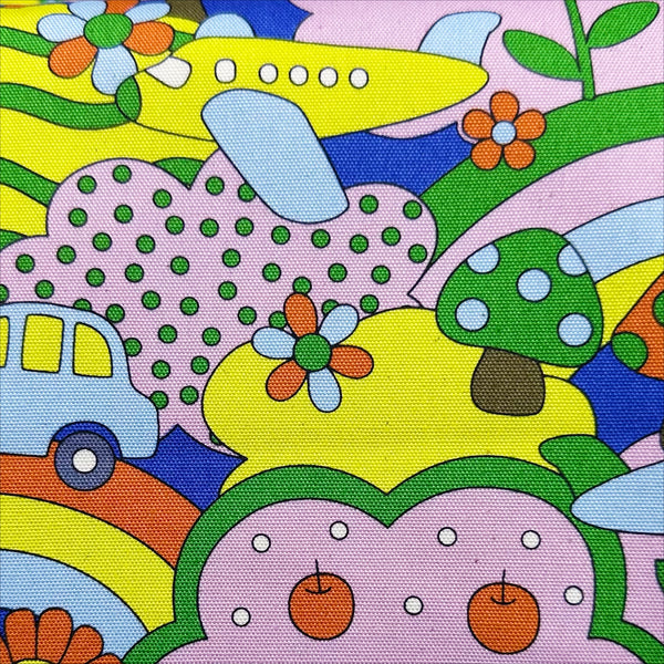 Retro School Rainbow Forest Cotton Oxford Fabric by Kokka, YKA-29040-1 Bright