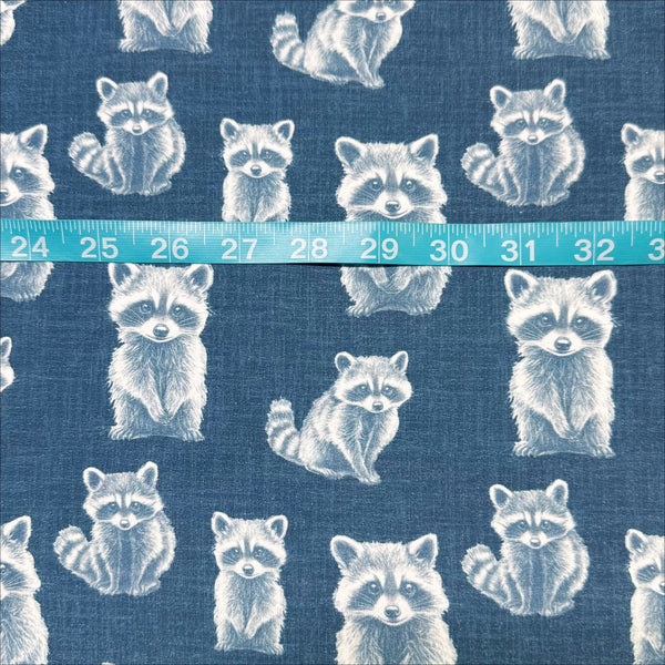 Rocky Raccoon Digital Print French Terry Knit Fabric, Imported from the Netherlands 26538-15 Teal