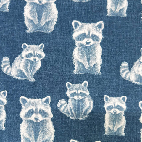 Rocky Raccoon Digital Print French Terry Knit Fabric, Imported from the Netherlands 26538-15 Teal