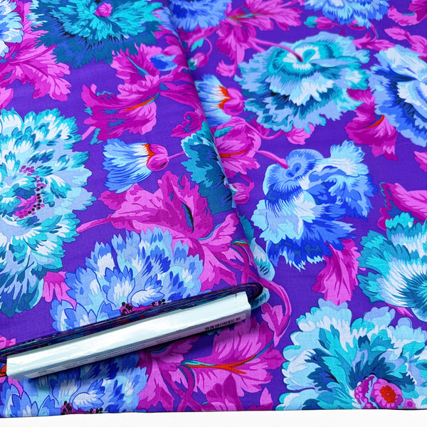 Rosemary - Blue by Philip Jacobs for Kaffe Fassett Cotton Fabric, Free Spirit Fabrics PWPJ134.BLUE