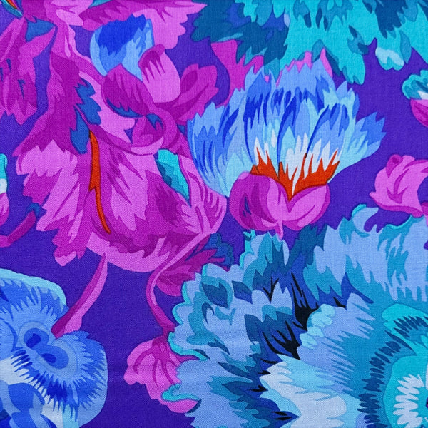 Rosemary - Blue by Philip Jacobs for Kaffe Fassett Cotton Fabric, Free Spirit Fabrics PWPJ134.BLUE