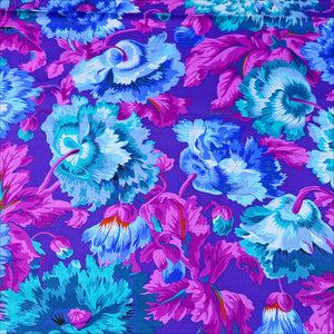 Rosemary - Blue by Philip Jacobs for Kaffe Fassett Cotton Fabric, Free Spirit Fabrics PWPJ134.BLUE