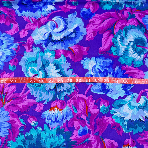 Rosemary - Blue by Philip Jacobs for Kaffe Fassett Cotton Fabric, Free Spirit Fabrics PWPJ134.BLUE