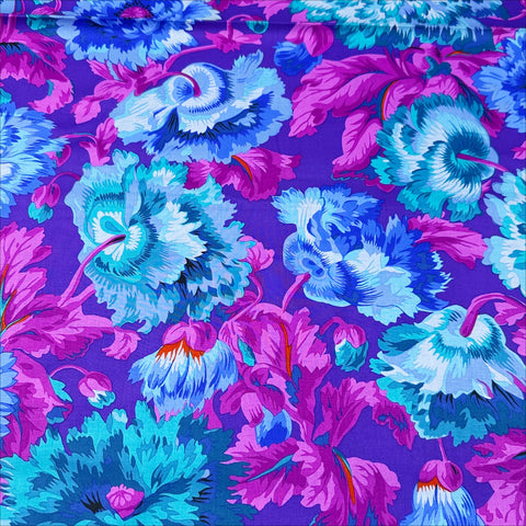 Rosemary - Blue by Philip Jacobs for Kaffe Fassett Cotton Fabric, Free Spirit Fabrics PWPJ134.BLUE
