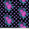 Scale of Rosie in Cool cotton fabric by Kaffe Fassett Collective for FreeSpirit Fabrics featuring a vibrant floral design in cool tones.