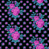 Rosie in Cool cotton fabric by Kaffe Fassett Collective for FreeSpirit Fabrics featuring a vibrant floral design in cool tones.