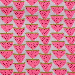 Scandi Strawberries Cotton Fabric, Kobayashi  Imported from Japan, Pink Gray