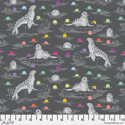 Seal the Deal - Carbon || Graywork Tula Pink Cotton Fabric, Free Spirit PWTP259.CARBON