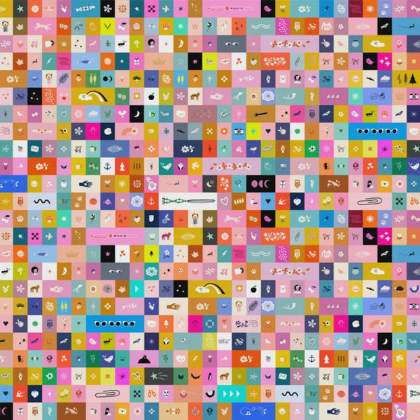 Selvedge Magic Icons Cotton Fabric in Multi by Ruby Star Society.